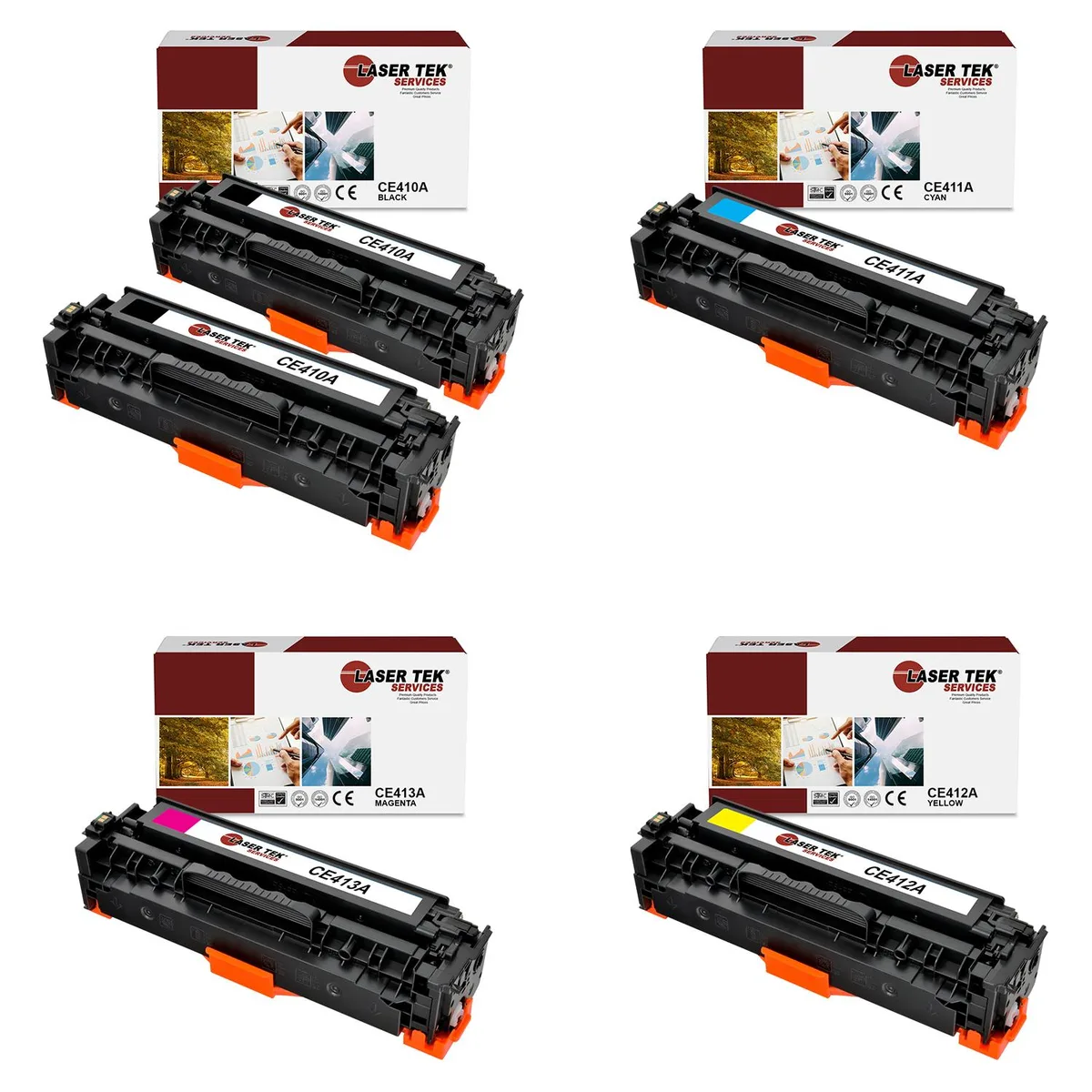 Laser Tek Services Laser Tek Services Compatible Toner Cartridge 5-Pack CE410A CE411A CE412A CE413A — product photo