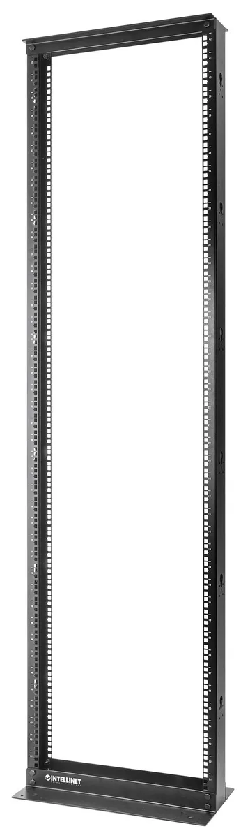 Intellinet Network Solutions Intellinet Network Solutions 2-Post Open Frame Server Rack 42U 9.84 in Depth Black RAL 9005 — product photo