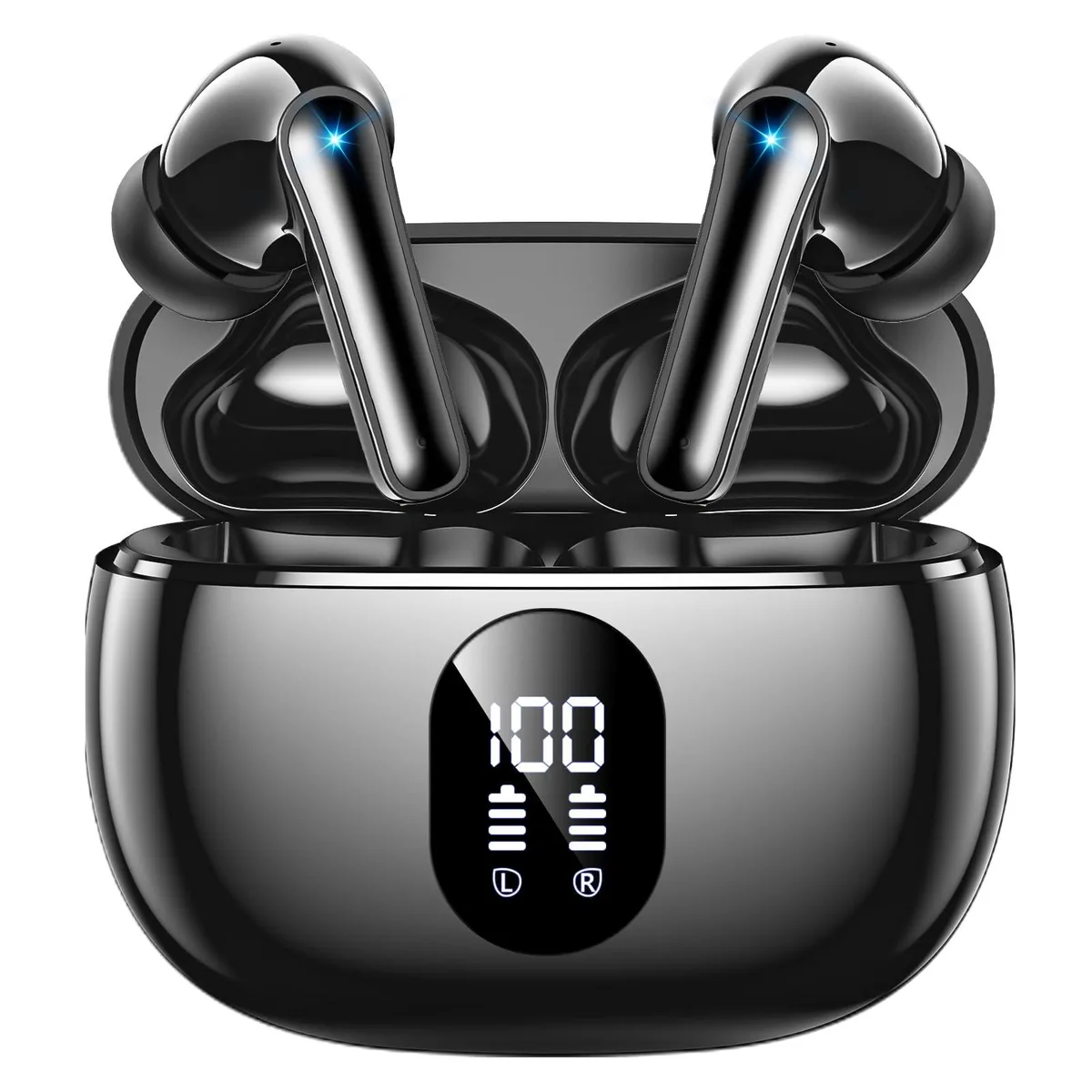 No Sew No Sew WFL900/H T18 Wireless Earbuds Bluetooth 5.3 48H LED Display IPX7 White — product photo