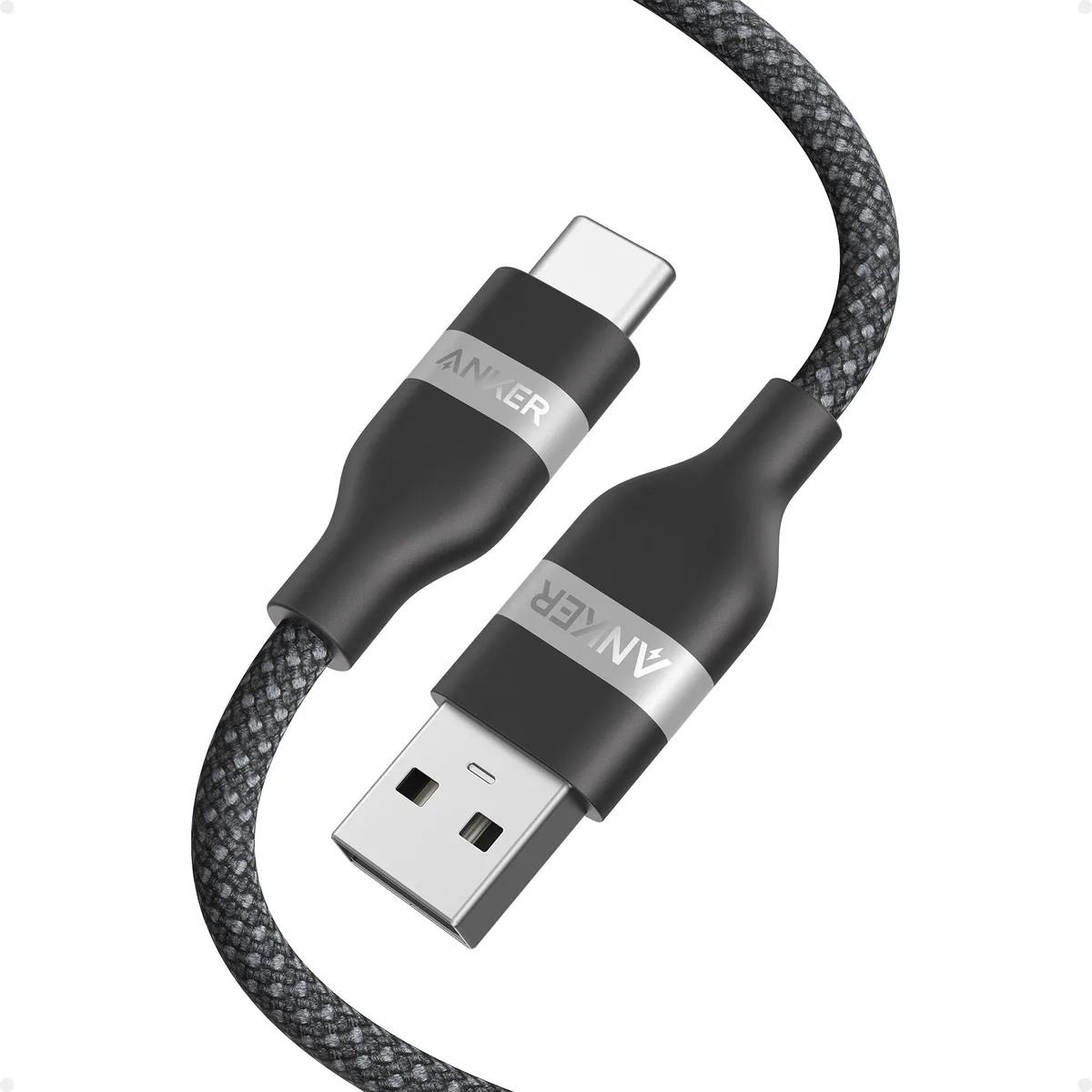  Anker USB-A to USB-C Cable (3 ft, Upcycled-Braided, Black) — product photo