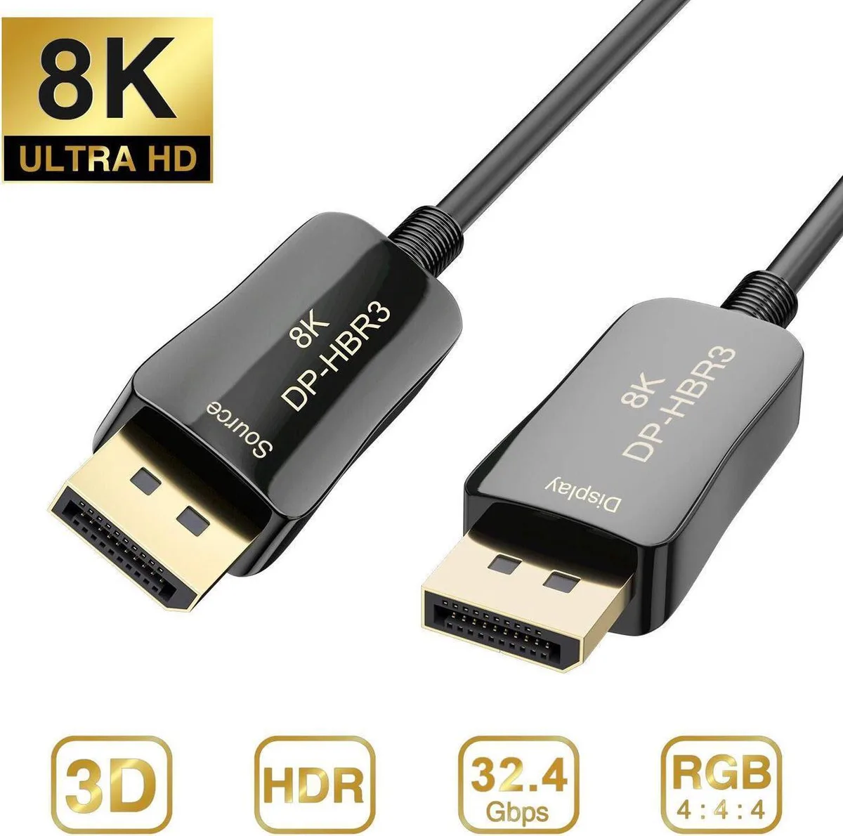 SMUGDESK SMUGDESK DisplayPort Fiber Optic Cable 65ft DP 1.4 32.4 Gbps 8K@60Hz 4K@144Hz — product photo