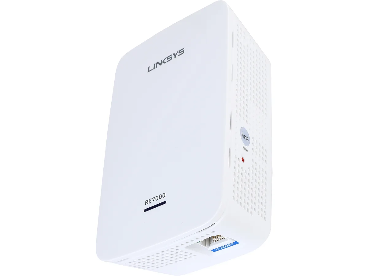 White rectangular wall-plug extender with single gigabit port and LED indicators