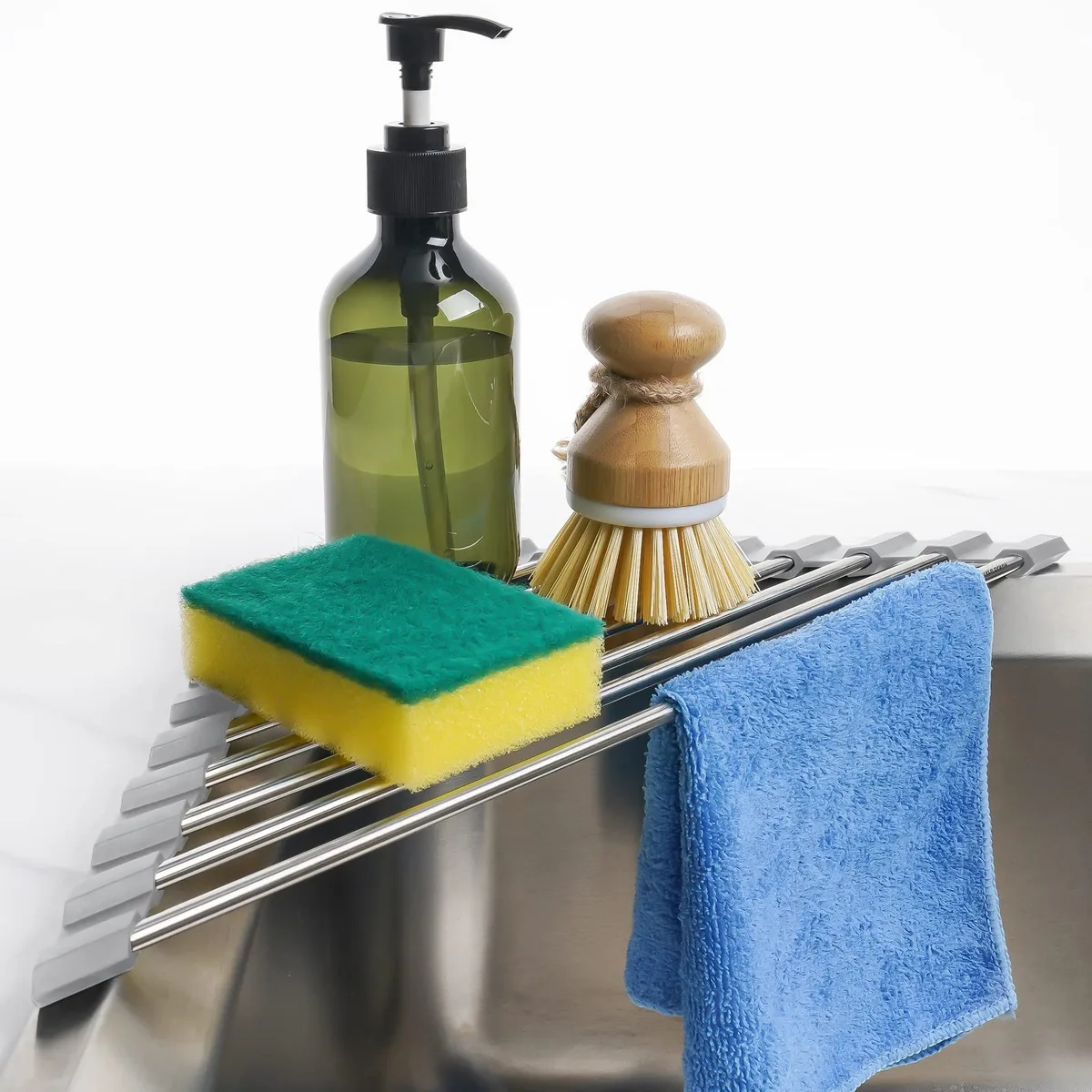 Tomorotec Triangle Roll-Up Dish Drying Rack Gray 16.2" x 9" x 3.2 — product photo
