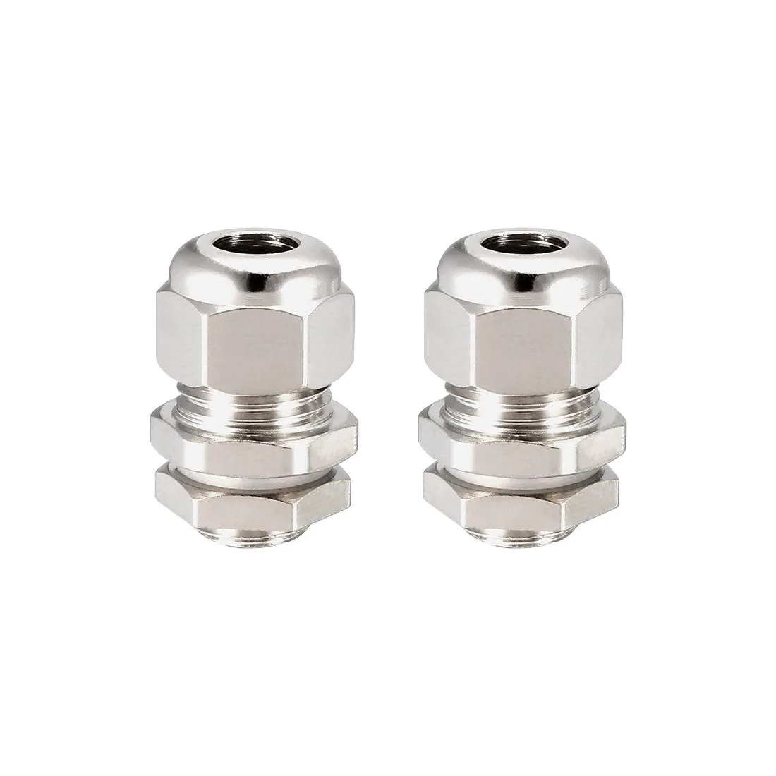 Unique-Bargains Unique-Bargains M8 Cable Gland Brass Nickel Plated 5mm-7mm 2pcs — product photo