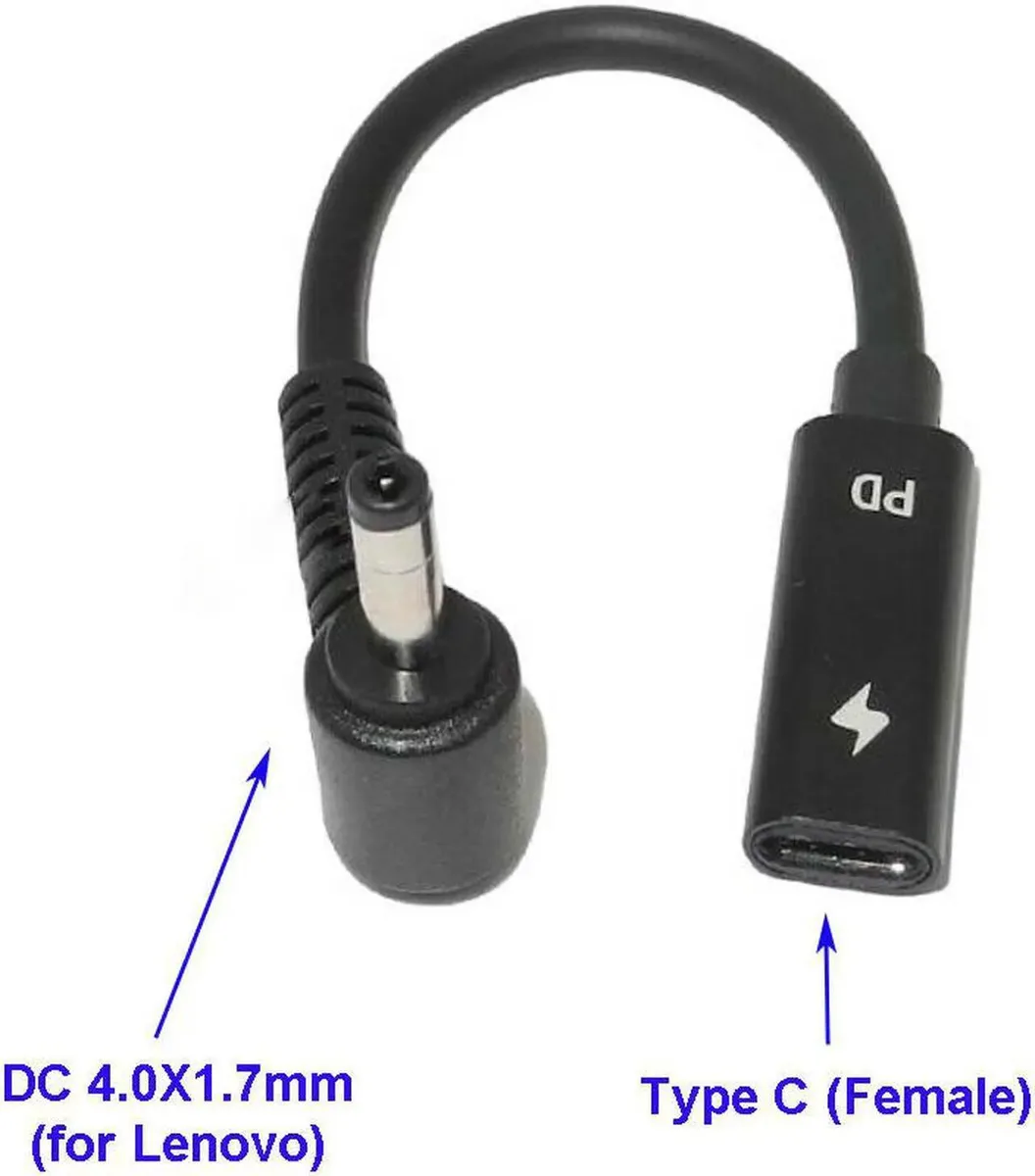 Lirealar Lirealar USB-C Female to Lenovo 4.0*1.7mm DC Tip PD Converter Cable — product photo