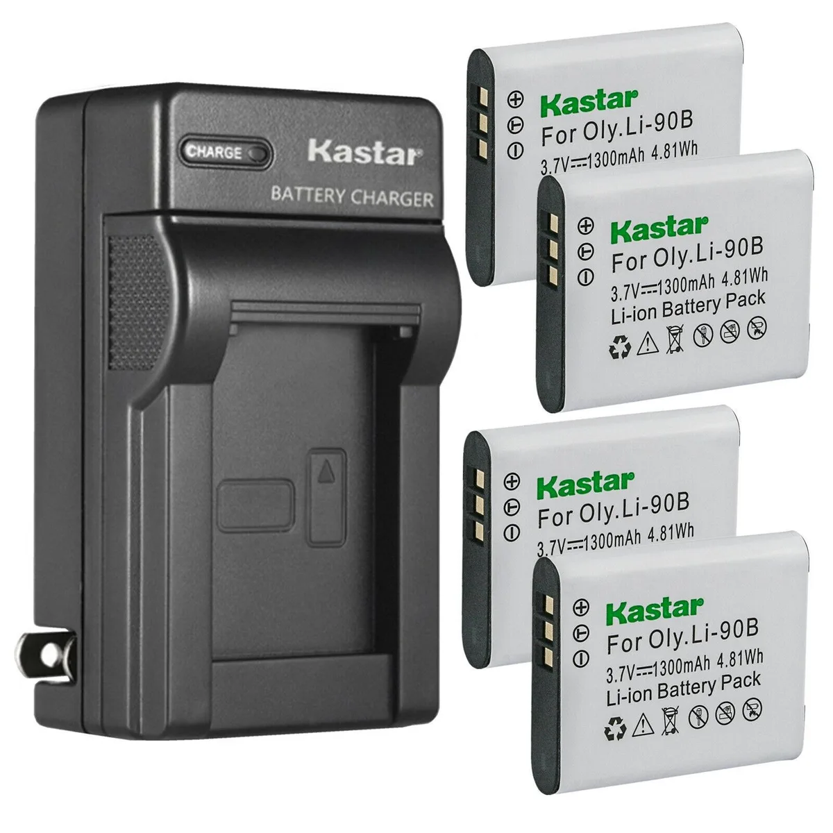 Kastar Kastar LI-90B 4-Pack Battery &amp; AC Charger 1300mAh — product photo