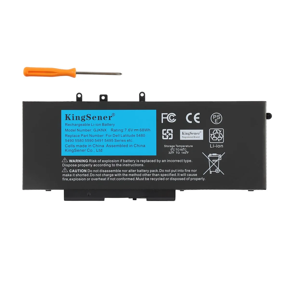 KingSener KingSener GJKNX Laptop Battery 7.6V 68Wh Dell Latitude 5480 5580 5490 5590 Precision M3520 M3530 — product photo