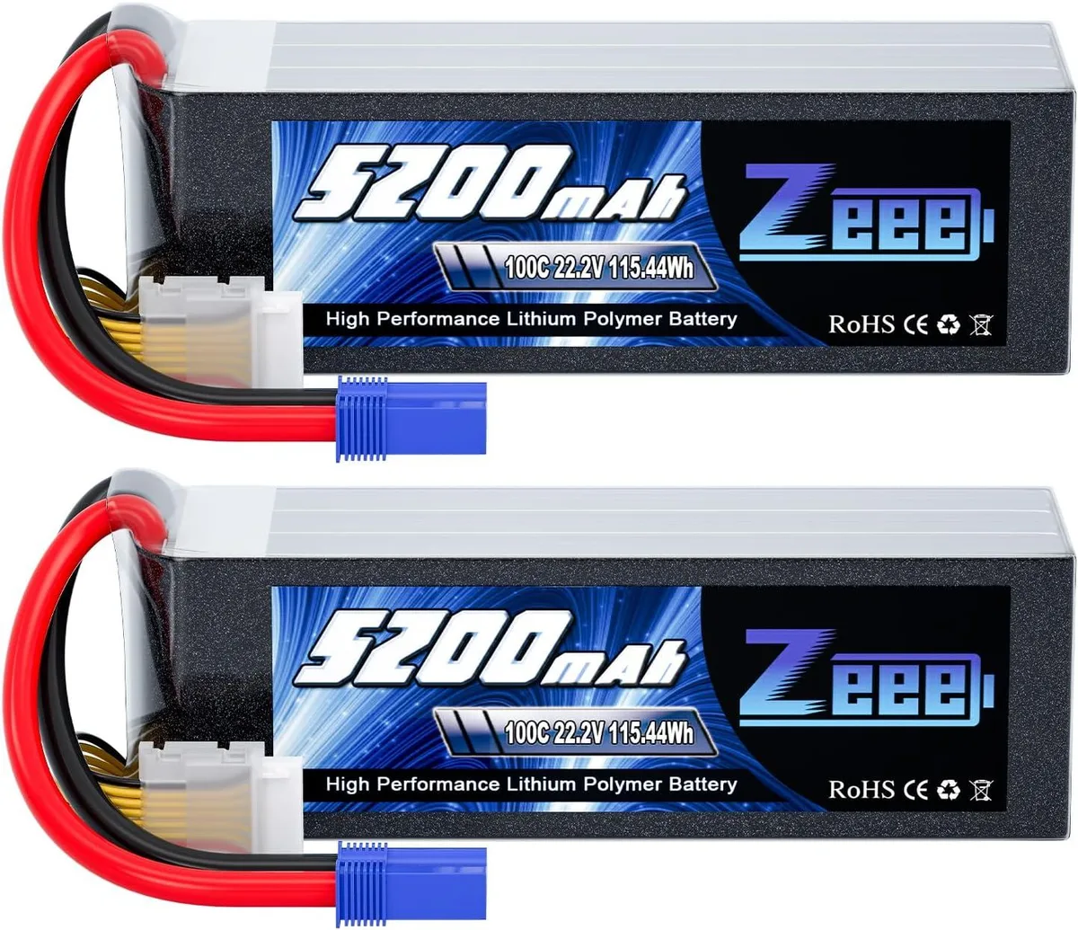 Two rectangular soft-pack LiPo batteries with EC5 connectors