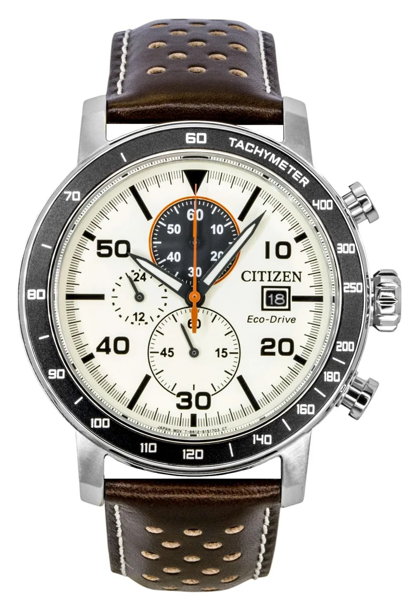 Citizen Citizen Brycen CA0649-06X Chronograph Ivory Dial Brown Leather Watch — product photo
