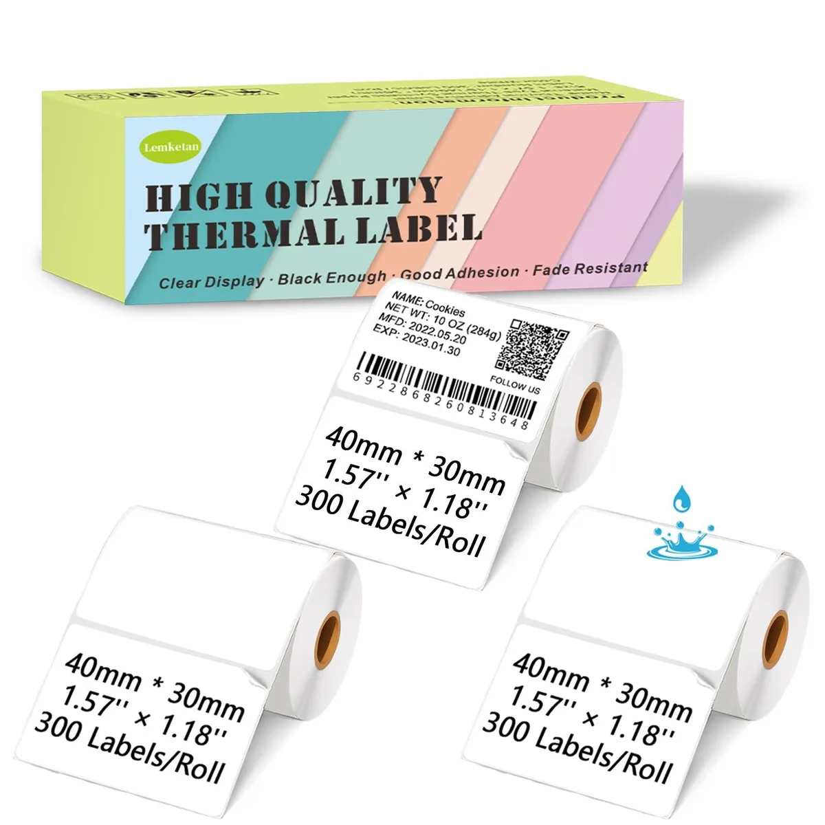  Lemketan AB01 Thermal Label Roll 40mm x 30mm 900 Labels — product photo