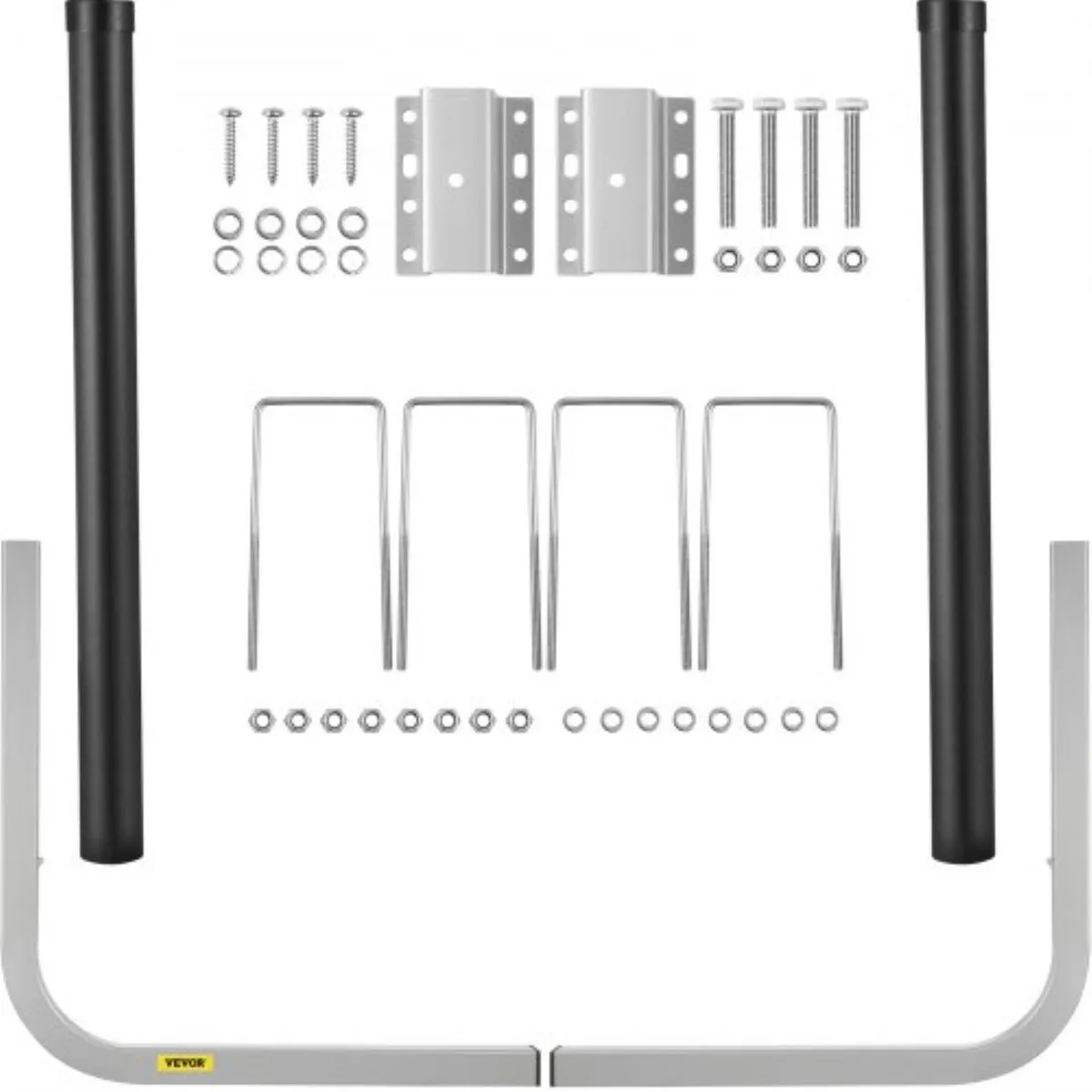 Pair of 40 inch galvanised steel guide brackets with black PVC pipes