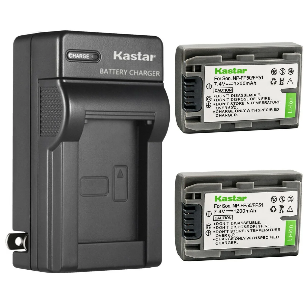 Kastar Kastar NP-FP50/51 2-Pack Battery &amp; AC Wall Charger — product photo