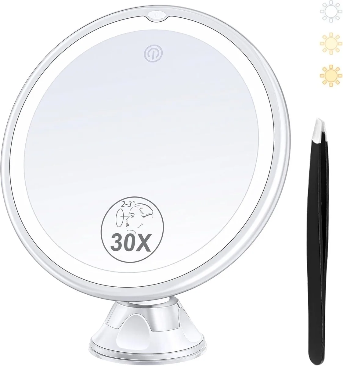 B Beauty Planet 30X Magnifying Bath Mirror 8 Inches White — product photo