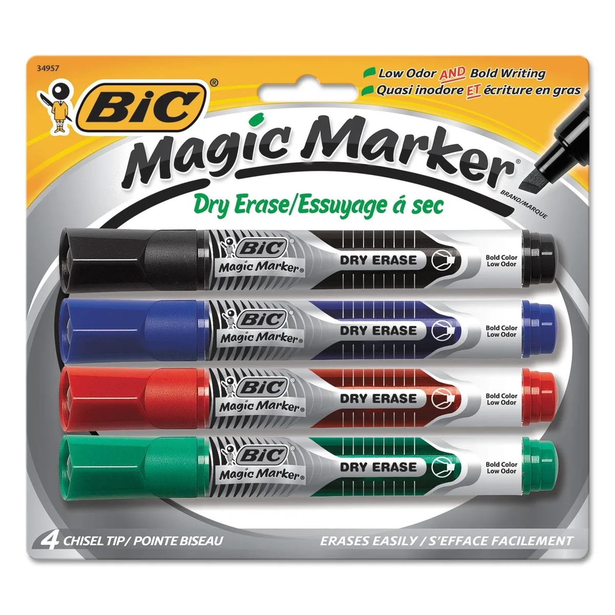 BIC BIC BICGELITP41AST Dry Erase Marker Chisel Tip 4/Pack — product photo