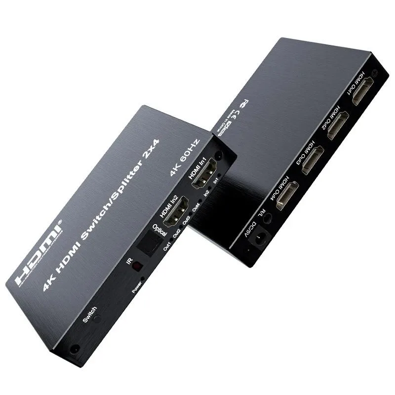 YINGHUA YINGHUA 4K@60Hz 2x4 HDMI KVM Switch 30M Extend With Audio Extractor EU Plug — product photo