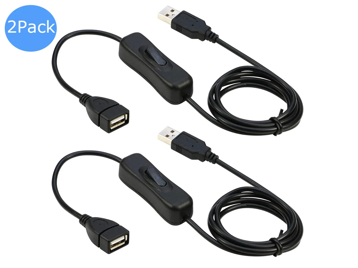 RIITOP RIITOP U2EX1MOFS-2P USB 2.0 extension cable with on/off switch 3 ft 2-pack — product photo