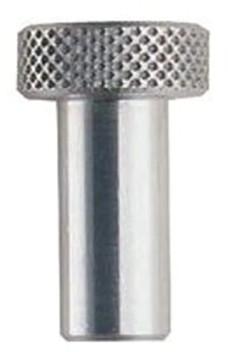Manfrotto mounting adapter, silver metal, knurled grip, 20mm mounting height, 25mm total height