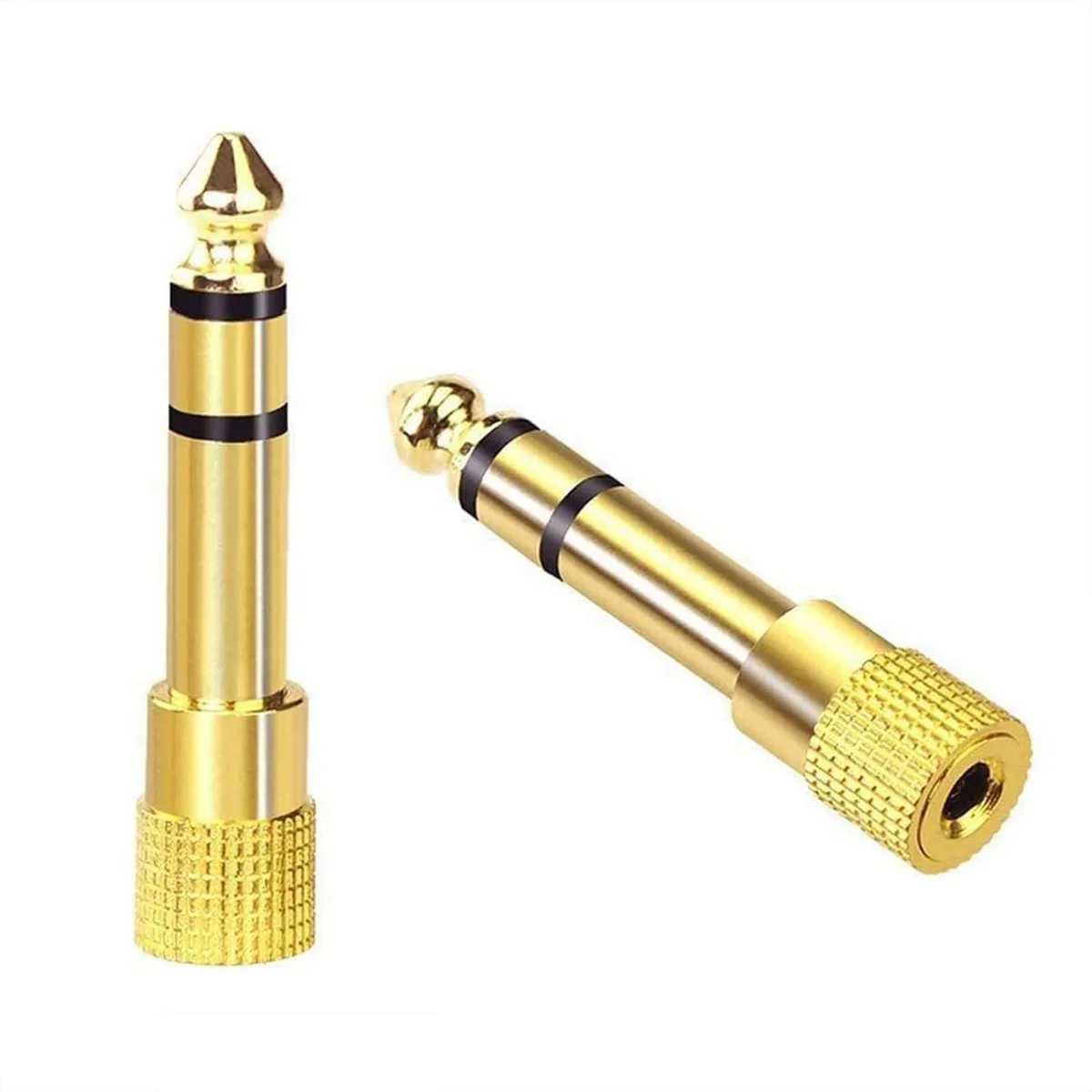 KEHIPI KEHIPI 6.35mm Male to 3.5mm Female Stereo Audio Adapter 2 Pack Gold — product photo