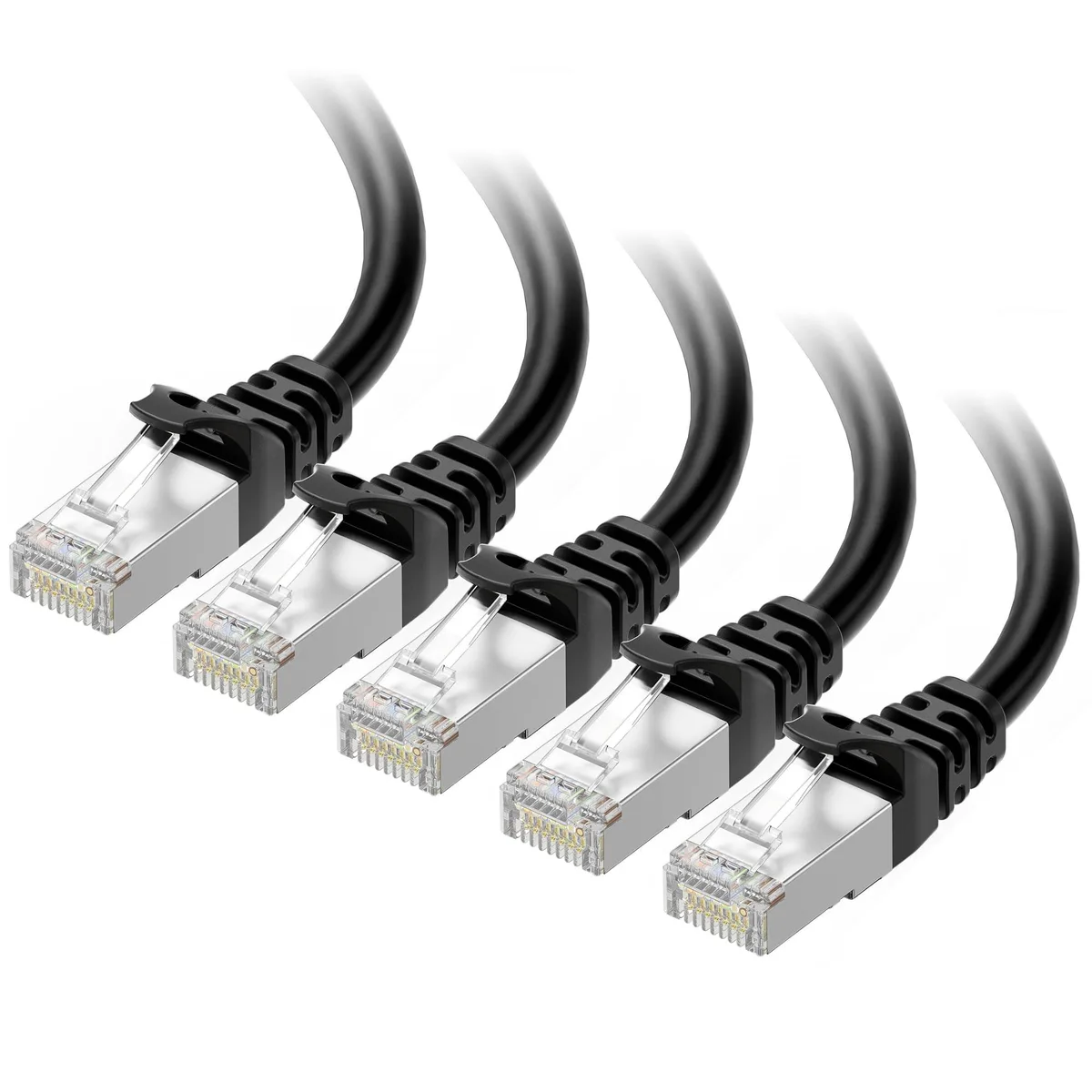  Cable Matters Cat6A Snagless Shielded SSTP SFTP 10Gbps 5-Pack 1ft Black — product photo