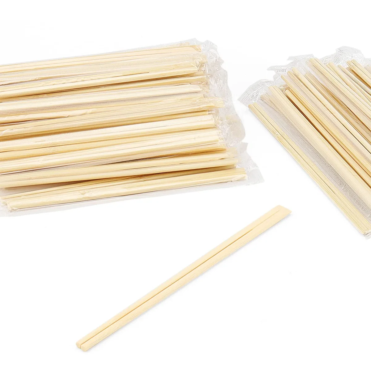 Bulk box of 500 pairs of 20cm bamboo chopsticks in individual clear wrappers