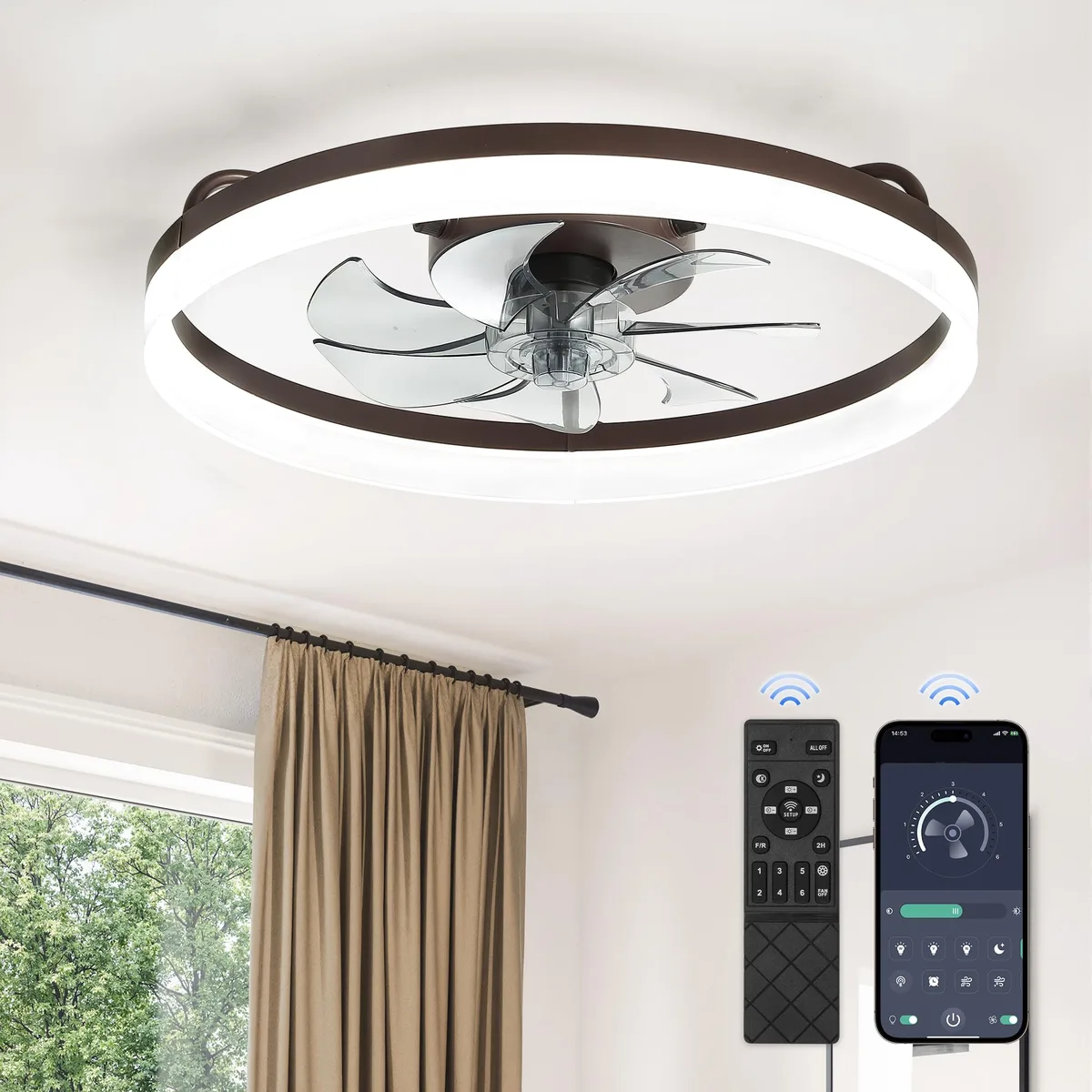  LEDIARY 20 inch Bladeless Ceiling Fan Black — product photo