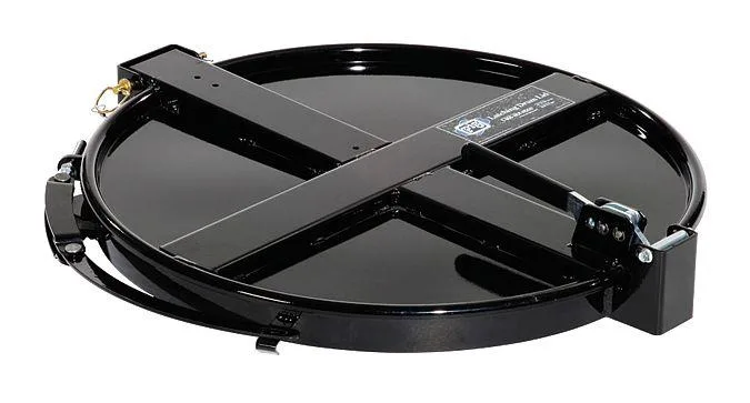 Black stainless steel latching drum lid with Fast-Latch closure