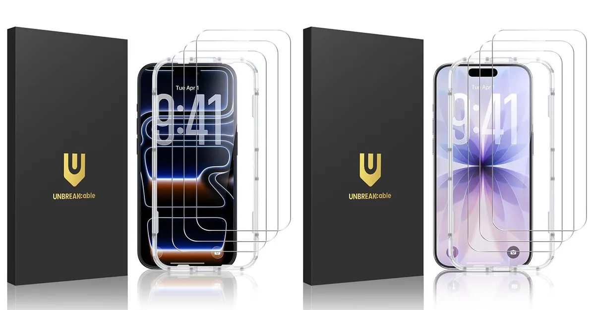 Six tempered glass screen protectors in retail packaging