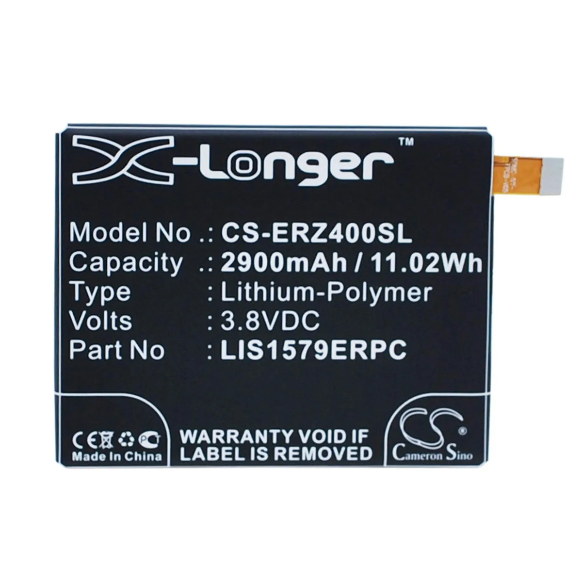Cameron &amp; Co Cameron &amp; Co DS-CS-ERZ400SL cell phone battery 2.9 Ah — product photo