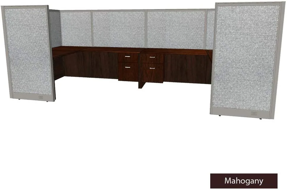 GOF GOF 2-Person Workstation Cubicle Mahogany 144"W x 60"D x 60"H — product photo