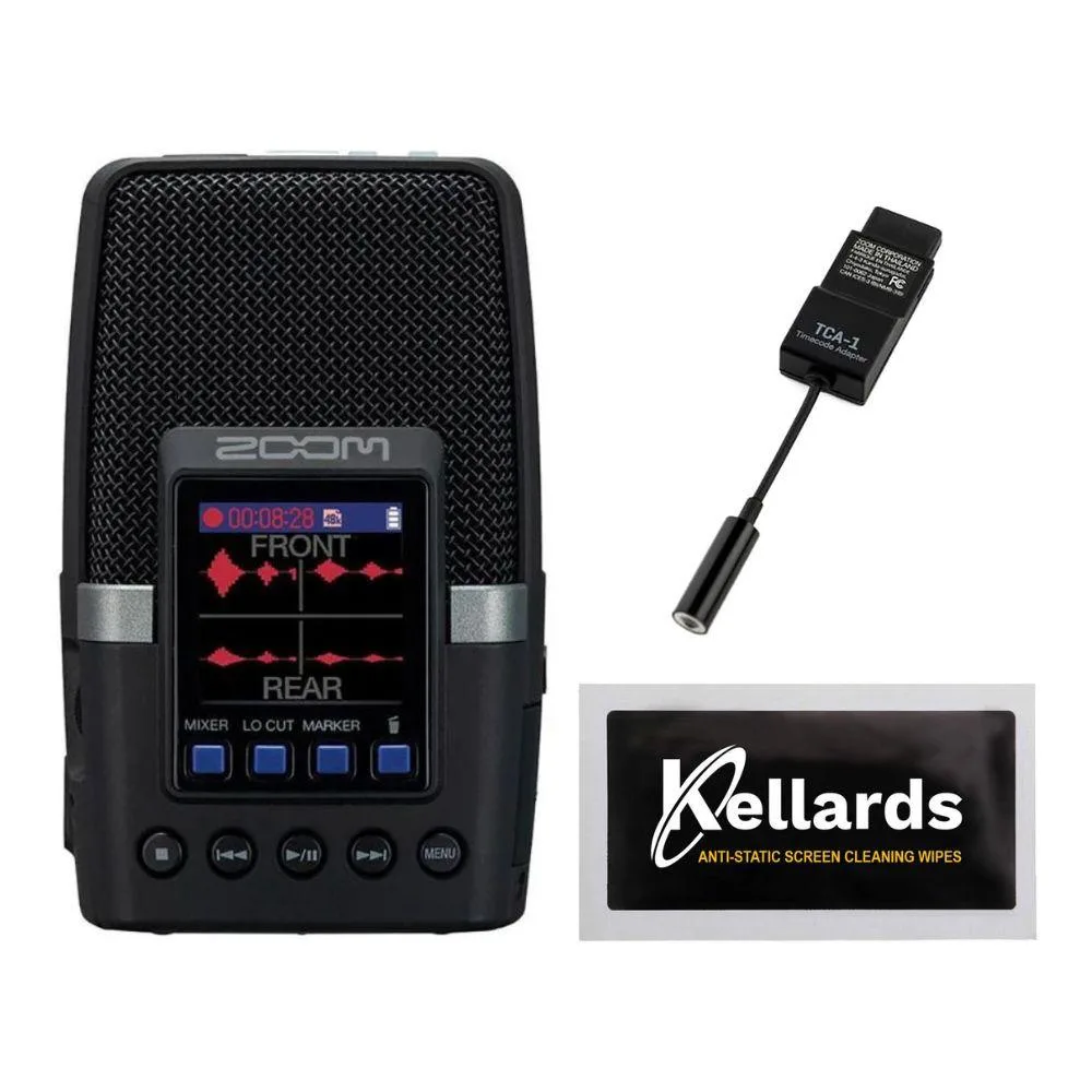 Zoom Zoom H2essential Voice Recorder with TCA-1 Timecode Adapter and 5-Pack Cleaning Cloths — product photo