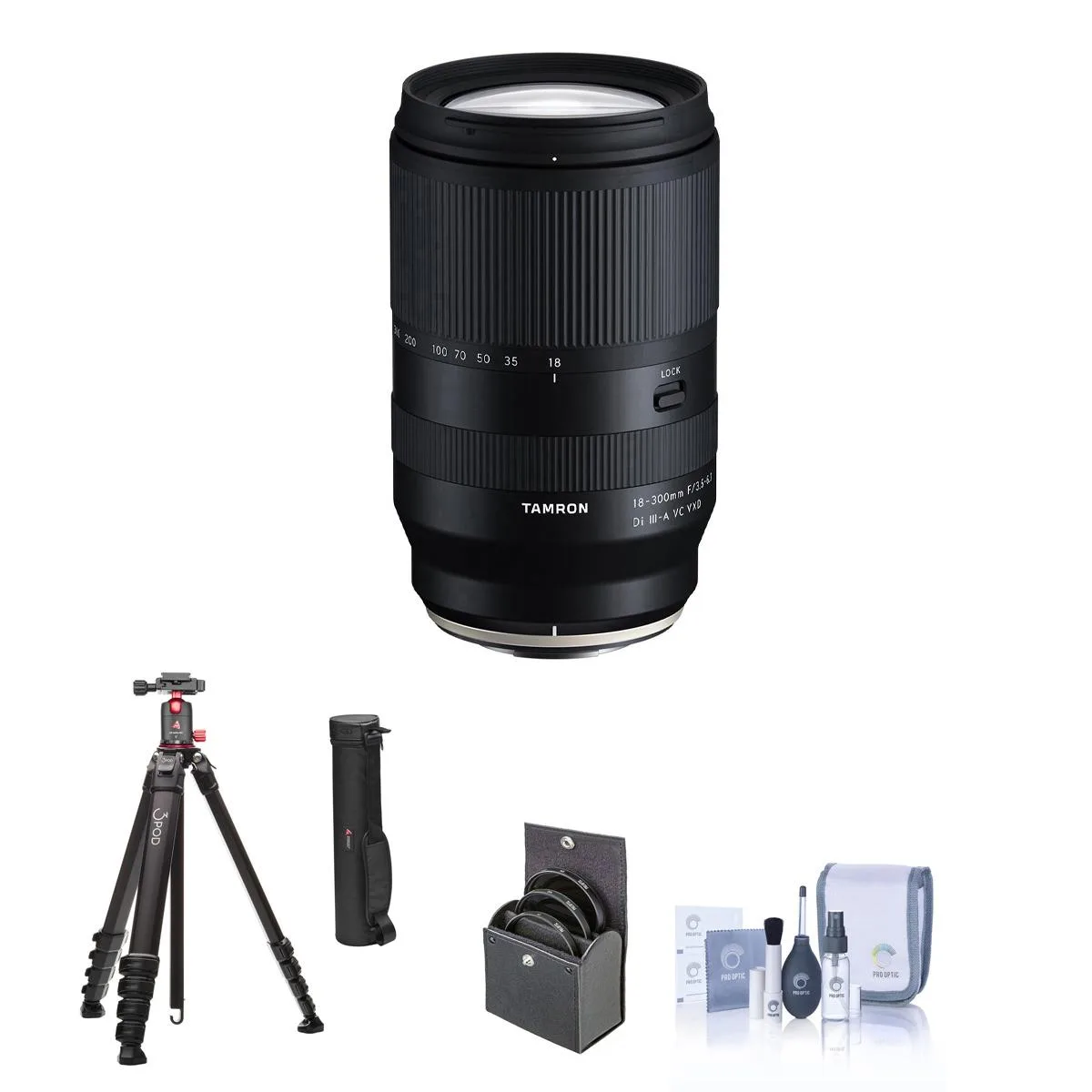 Tamron Tamron 18-300mm f/3.5-6.3 Di III-A VC VXD Fuji X Bundle with Tripod — product photo
