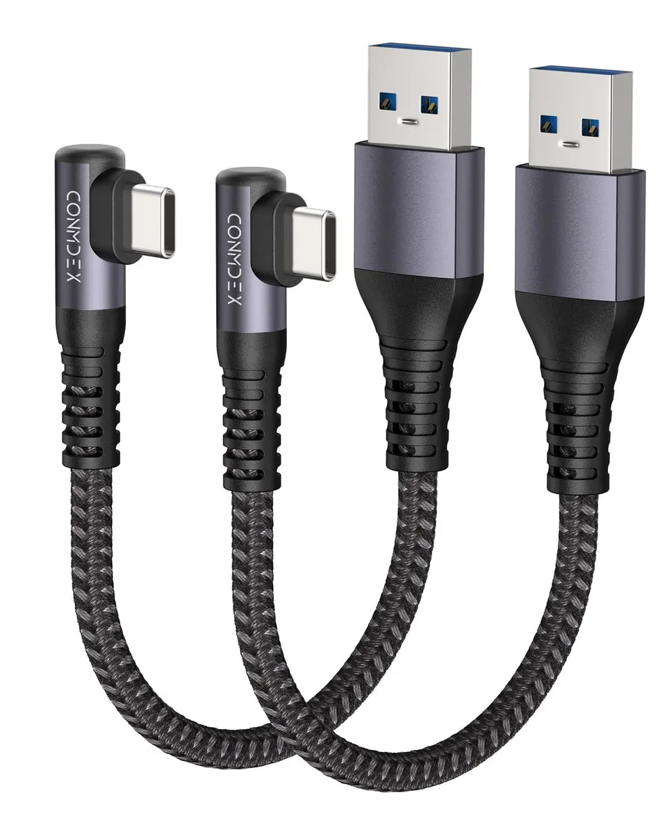 Kootion Kootion USB A to USB C Cable 10Gbps 3.1 90° 1ft 2Pack Braided — product photo