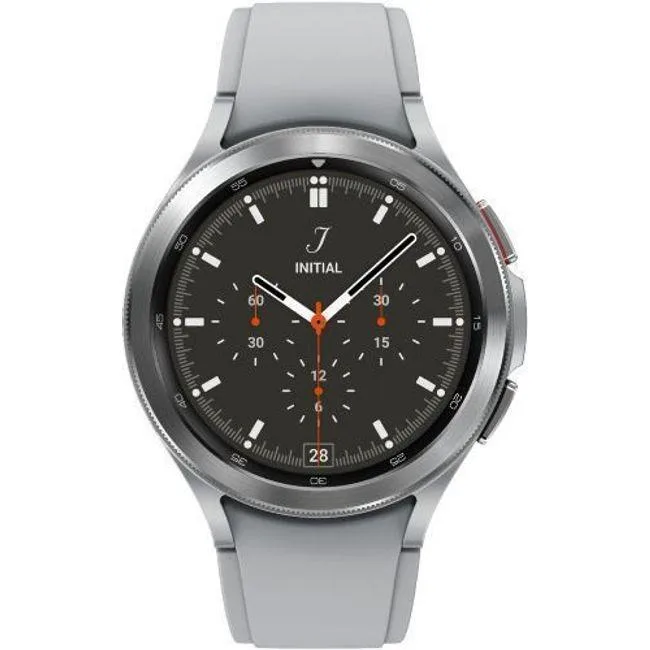 SAMSUNG SAMSUNG Galaxy Watch4 16GB LTE 42mm Silver Classic Stainless Steel Ridge Sports Band — product photo