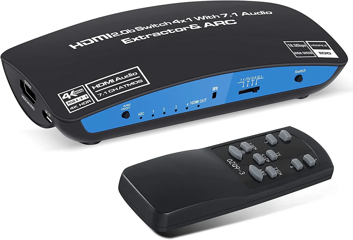 LUOM LUOM OZQ9-1 4K@60Hz 4x1 HDMI Switch Audio Extractor — product photo