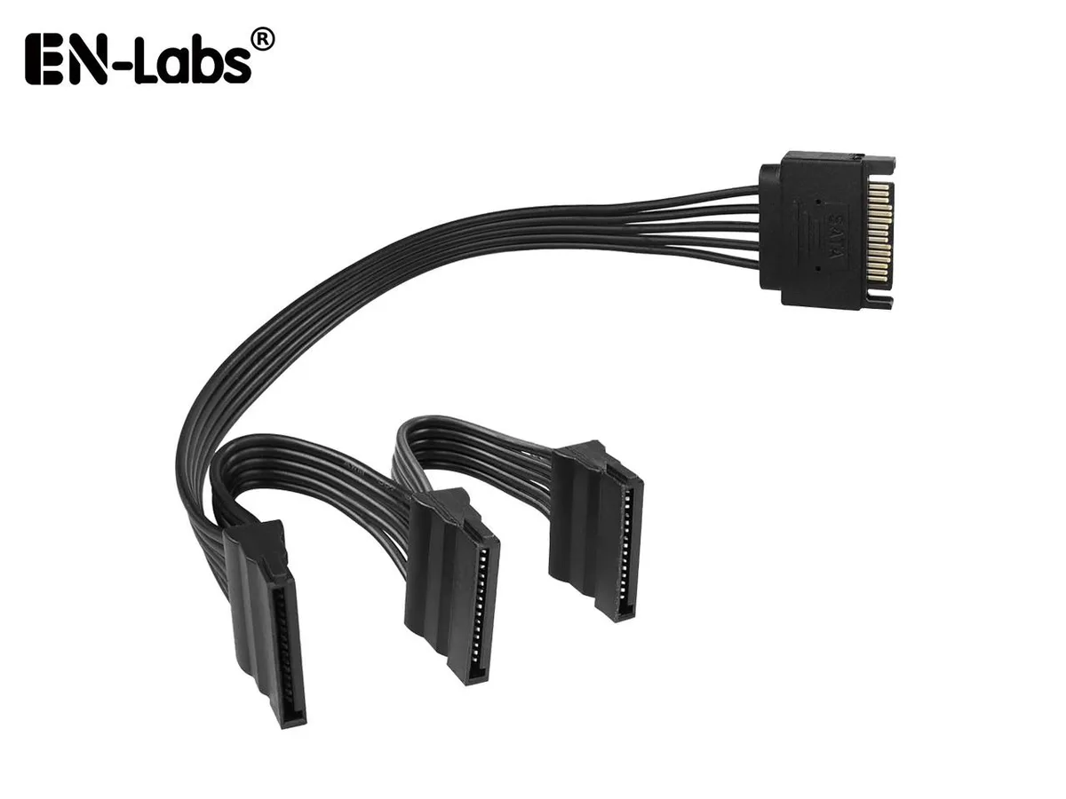 EN-Labs EN-Labs SATA Power Splitter Cable 1 to 3 13.8 Inch Black — product photo