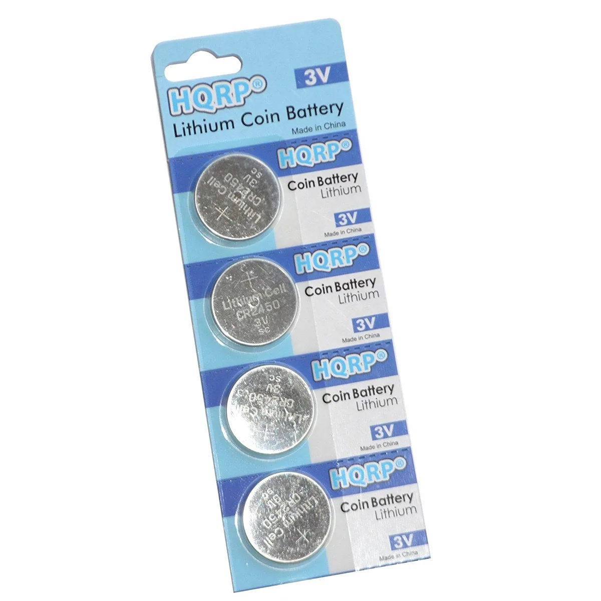 HQRP HQRP 4-Pack CR2450 3V Lithium Coin Cell Batteries with Coaster — product photo