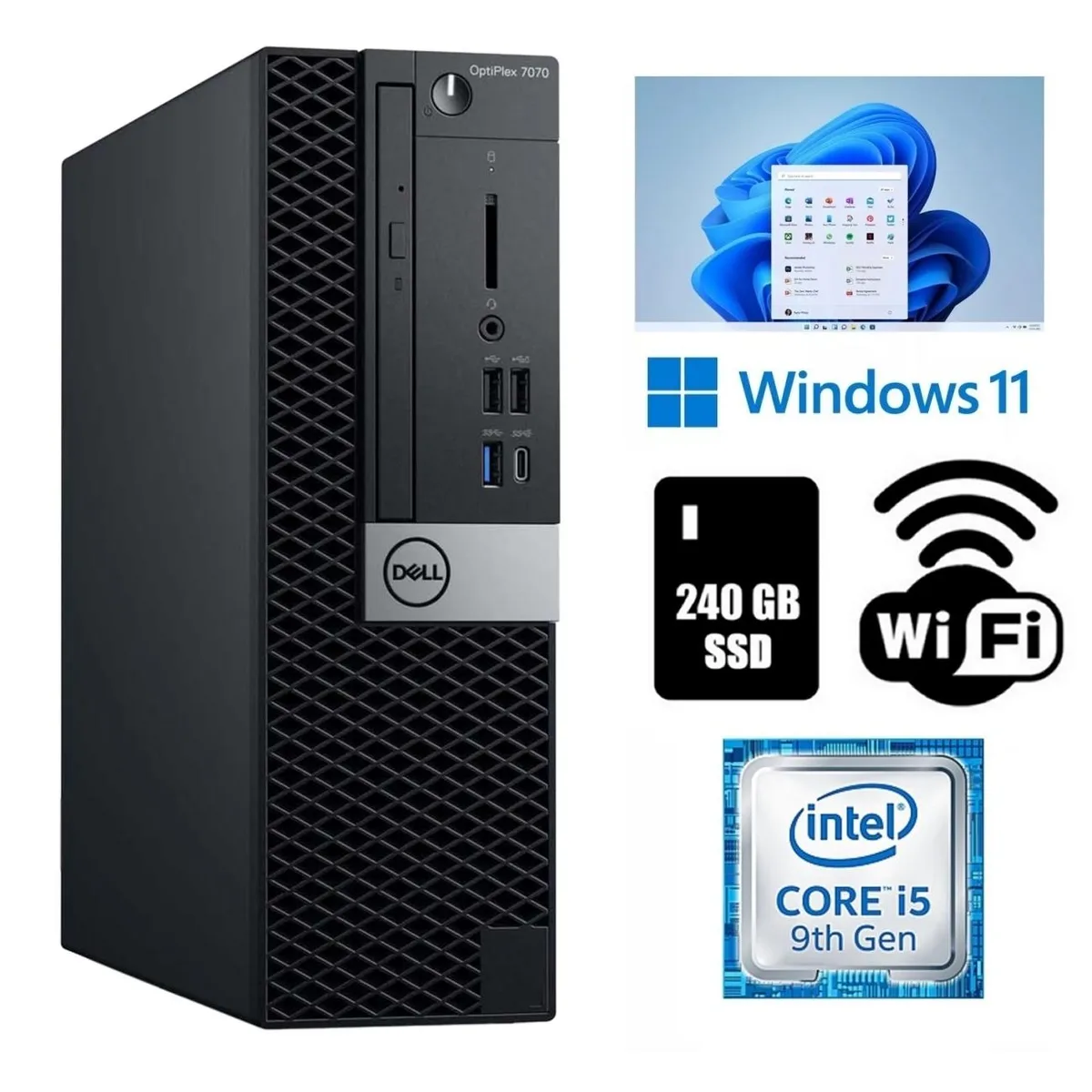 DELL Dell OptiPlex 7070 SSF desktop PC Intel Core i5-9500 16GB DDR4 240GB SSD Windows 11 Pro — product photo