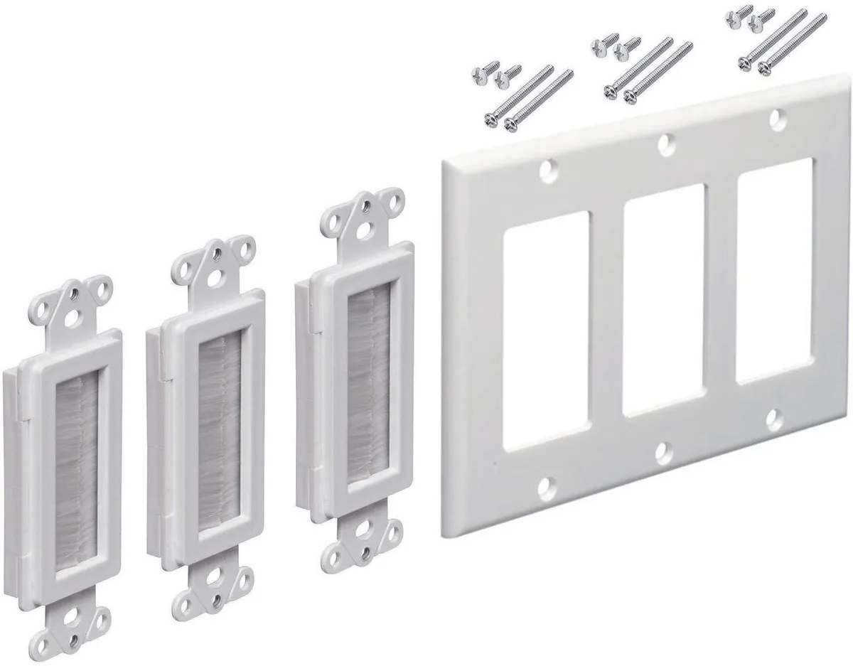iMBAPrice iMBAPrice White 3 Gang Decora Brush Wall Plate — product photo