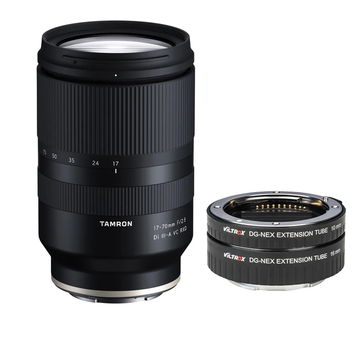 Tamron Tamron B070 17-70mm f/2.8 Di III-A VC RXD Sony E DG-NEX extension tubes camera lens — product photo
