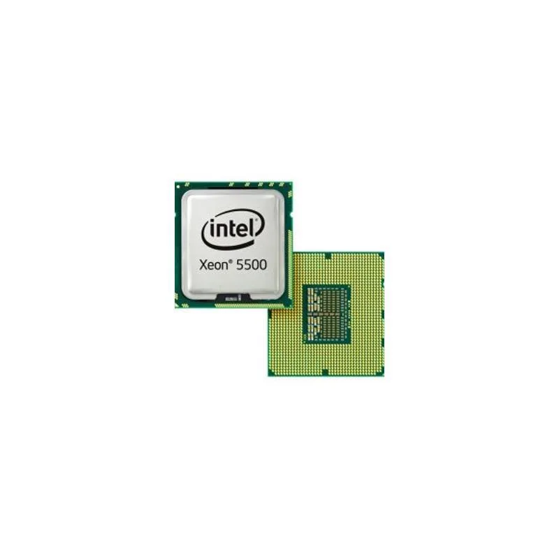 Intel Xeon E5504 processor, square green PCB with gold contacts, silver heatspreader, no cooler
