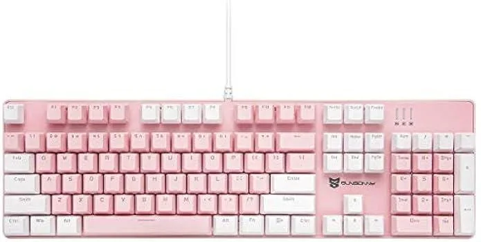 TAURKENAM TAURKENAM Gaming Keyboard Pink & White Blue Switch 104 Keys 21 Modes — product photo