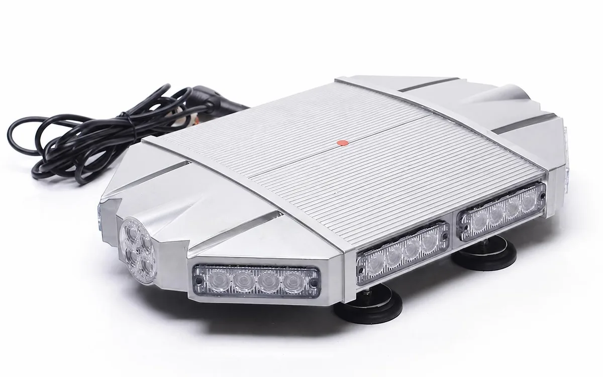 YanTech YanTech 18" Silver Rooftop TIR 3W LED Light Bar Warning Strobe 40 LEDs Magnetic Base — product photo