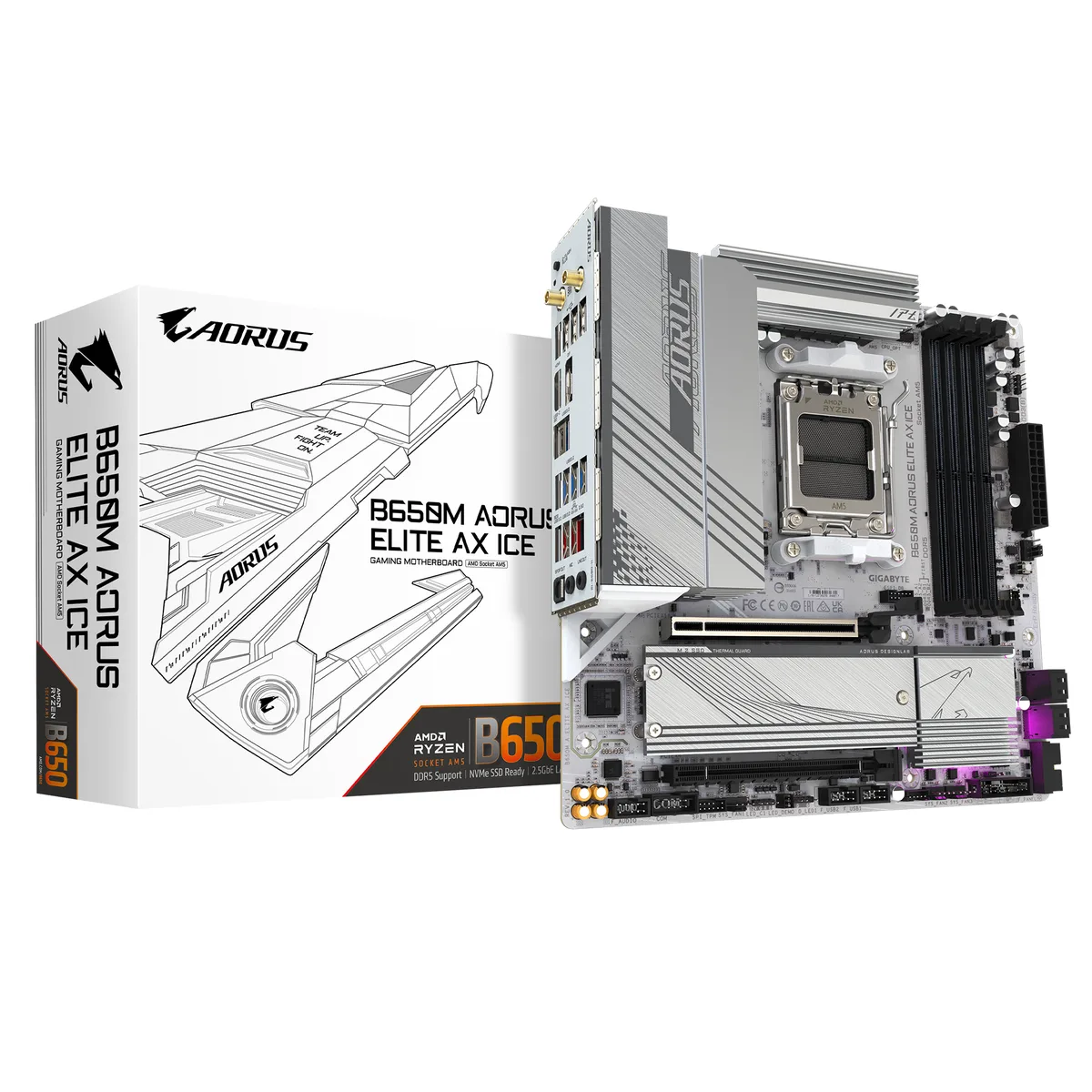 GIGABYTE GIGABYTE B650M AORUS ELITE AX ICE AMD motherboard — product photo