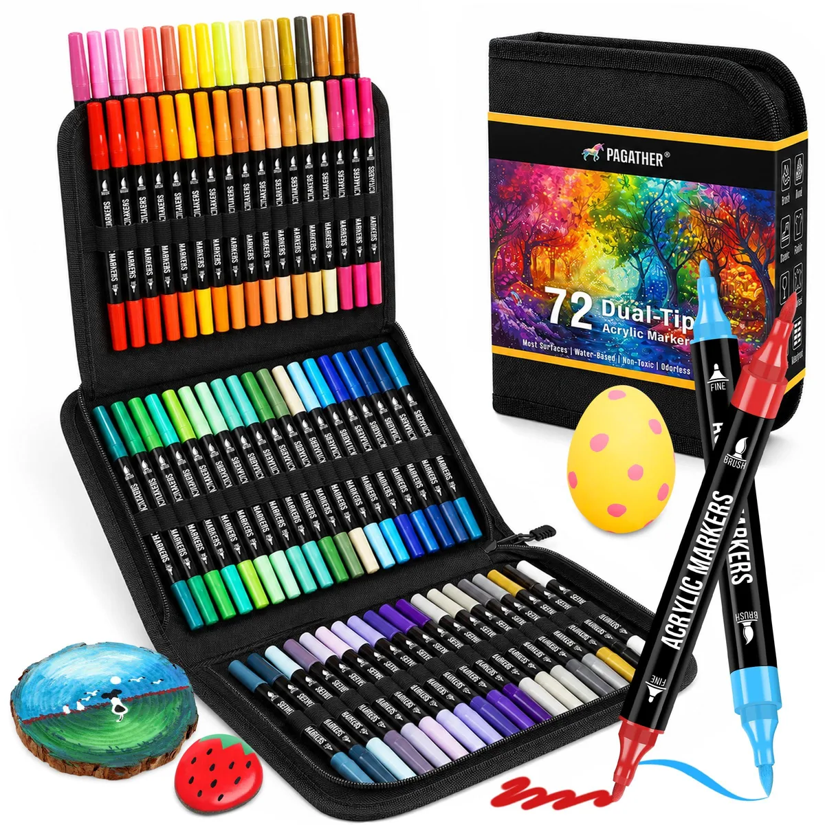 72 Colors Acrylic Paint Markers Dual Tip Pens — product photo