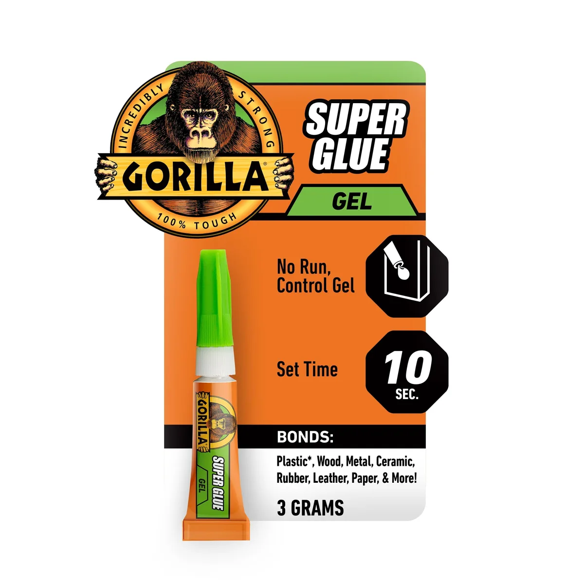 None Continuous None Continuous Gorilla Super Glue Gel Clear 3g 10-45s — product photo
