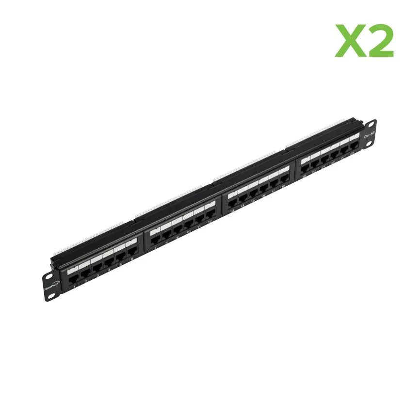NavePoint NavePoint 24-Port Cat5E UTP Patch Panel 19-Inch 1U Black 2-Pack — product photo
