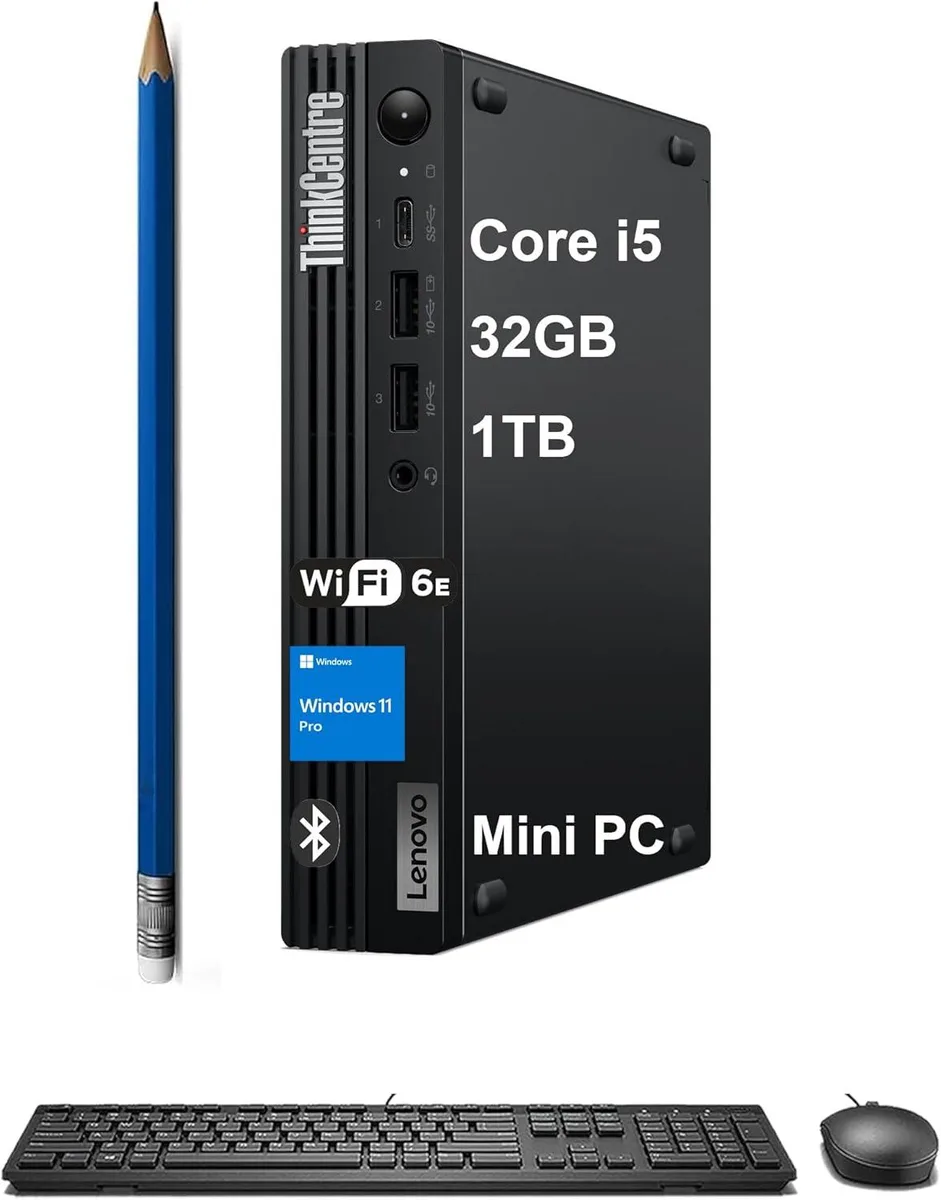 Lenovo Lenovo ThinkCentre M70q Gen 5 Tiny desktop PC i5-14400T 32GB 1TB — product photo