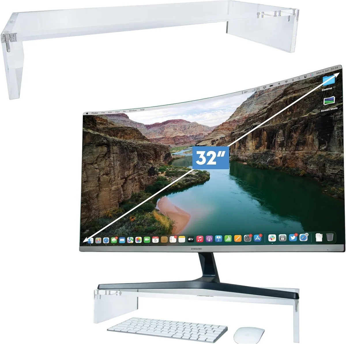 TAURKENAM TAURKENAM Acrylic Monitor Stand 20 Wide 50lbs office equipment — product photo