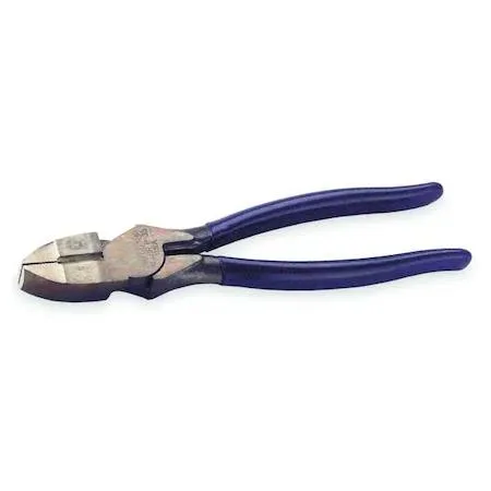 Blue non-sparking lineman's pliers, 8-1/2 inch overall length, cushioned grip