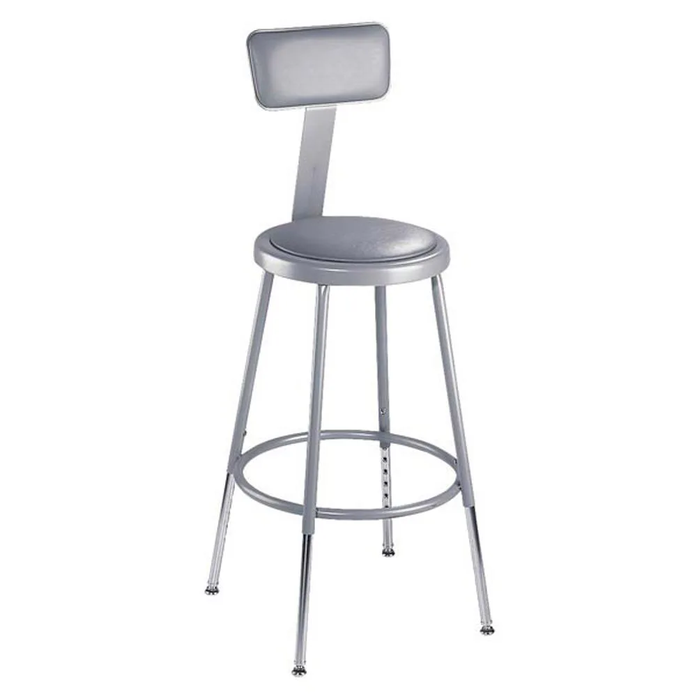 National Public Seating National Public Seating 6430HB Height Adjustable Stool with Backrest 32-39 in Gray office furniture — product photo